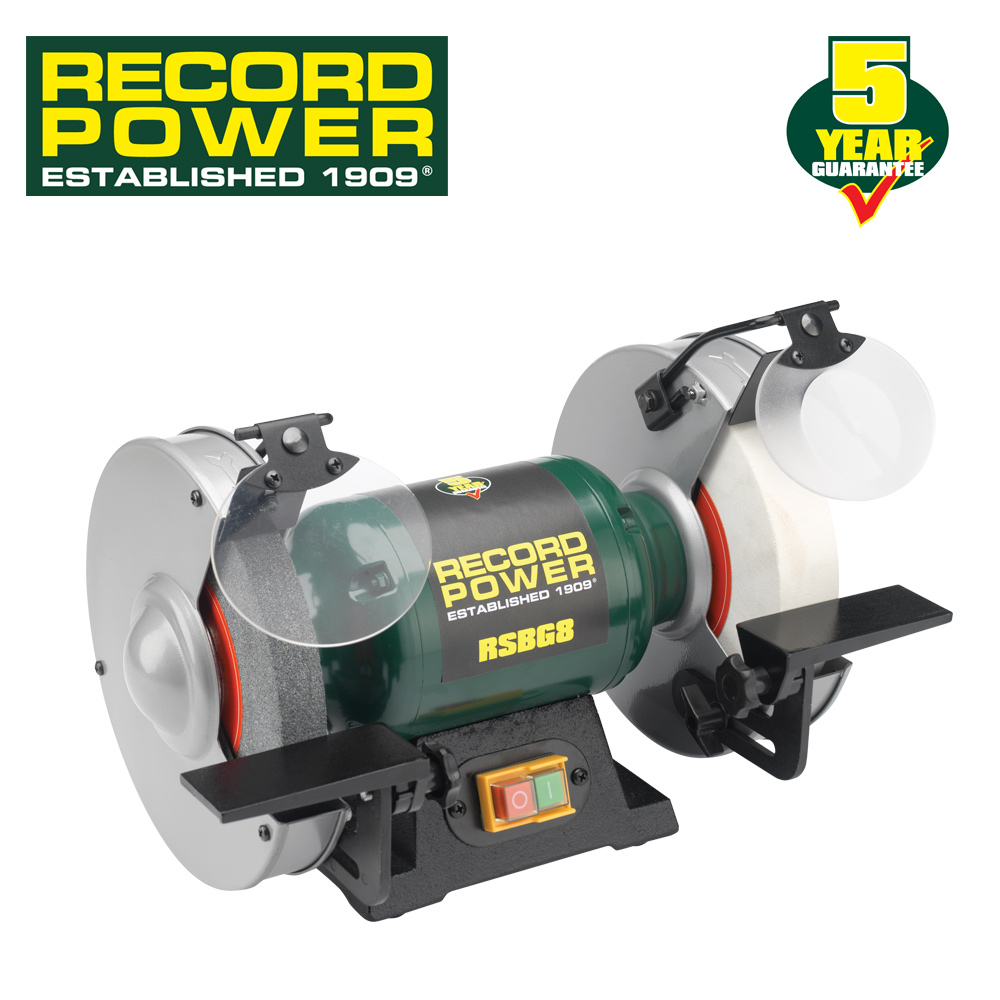 Record Power RSBG8 Doppelschleifer, 200 x 40 mm | Doppelschleifer |  Schärfsysteme | Drechselwerkzeuge | Drechselbedarf Schulte