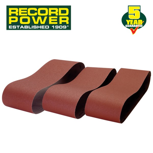 Record Power BDS250 Schleifbänder, 3er Pack für Tellerschleifer